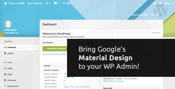 material-wp Material WP Theme 1.0.6 - Material Design Dashboard Theme - Image 1
