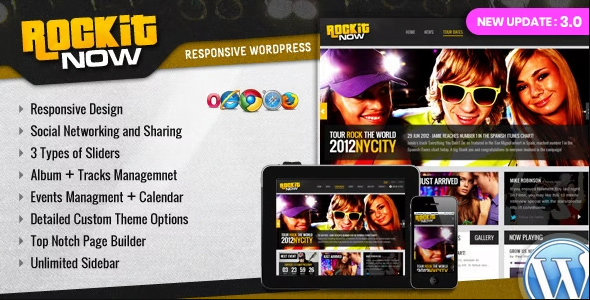 rockin now Rockit Now WordPress Theme 3.0 - Music Band - Image 1