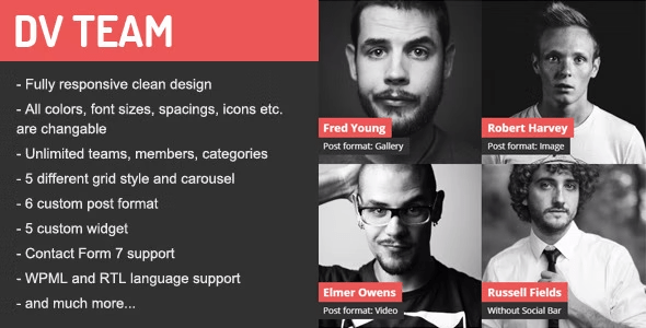 dv team DV Team Responsive Team Showcase Wordpress Plugin 1.7.1 - Image 1