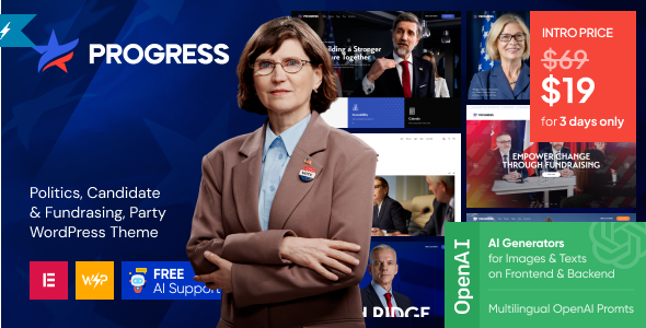 progress Progress - Politics, Candidate & Fundraising WordPress Theme 1.0 - Image 1