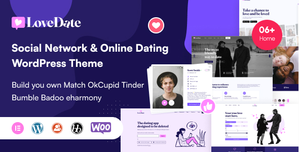 LOVE LoveDate - Social Dating Network WordPress Theme 3.1.2 - Image 1