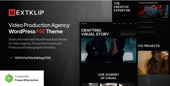 NEXT Nextklip – Video Production Agency FSE WordPress Theme 1.0.0 - Image 1